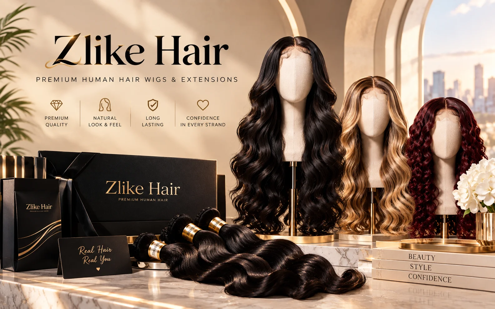 Zlike Hair human hair wigs, lace front wigs, glueless wigs and hair extensions