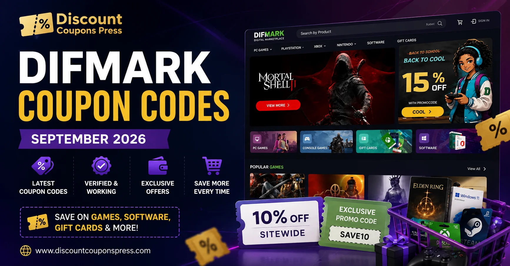 Difmark discount code and coupon offers for games, gift cards, and software