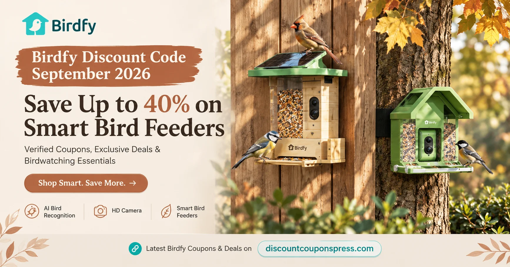 Birdfy smart bird feeders with camera and birdwatching features, featured in Birdfy Discount Code September 2026 offers