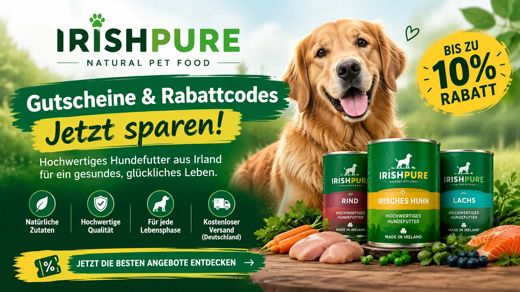 Irish Pure Gutscheine und Rabattcodes für Hundefutter und Tierbedarf