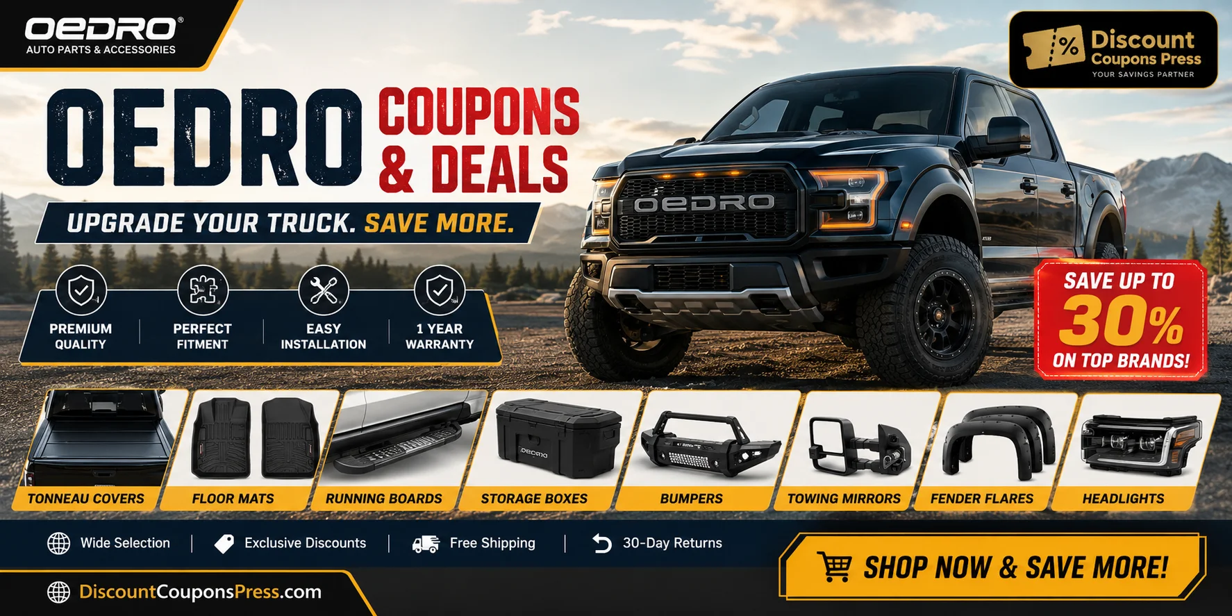 OEDRO Coupons & Deals 2026: Save on Truck Accessories & Auto Parts