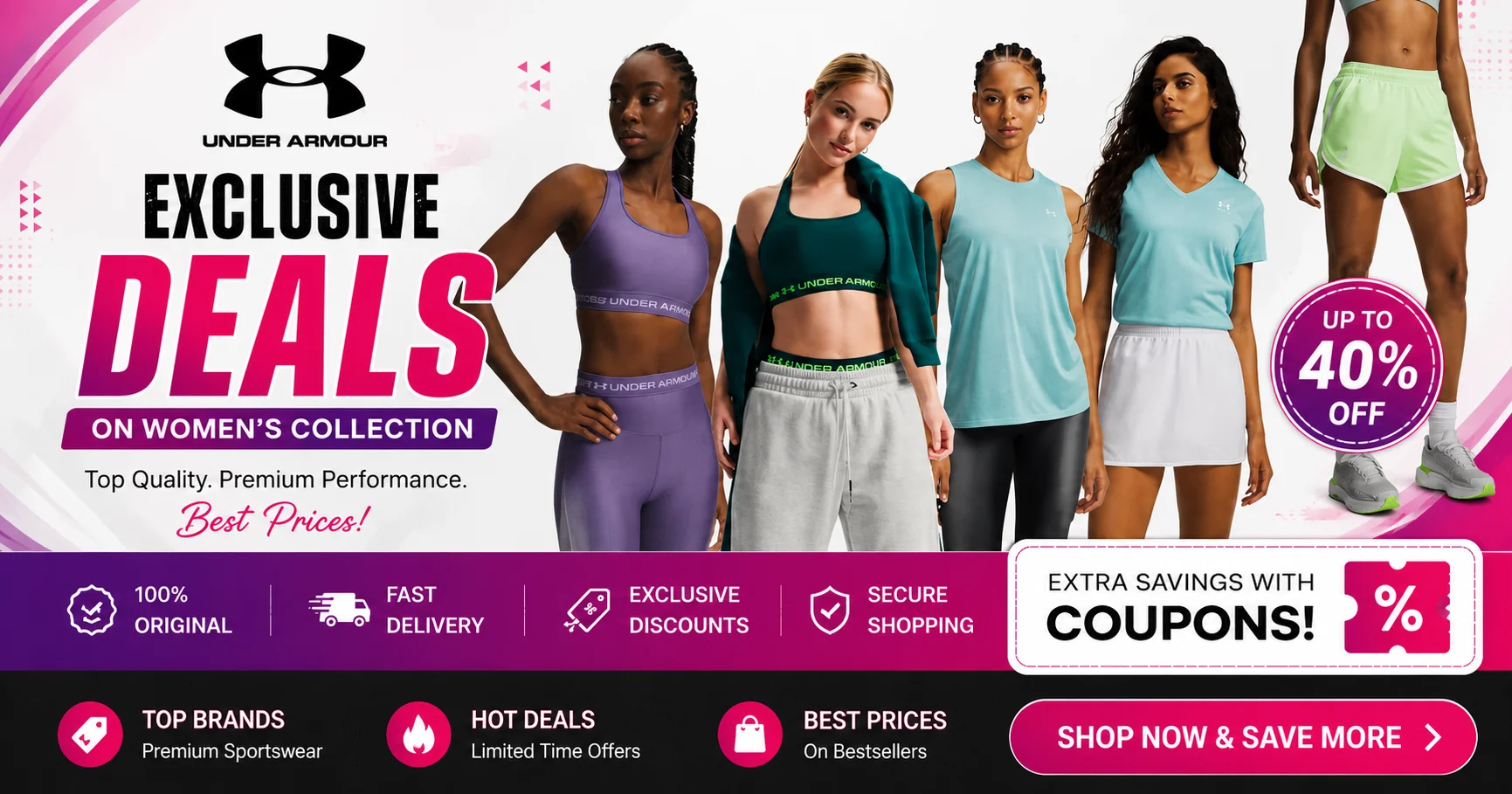Under Armour Brazil sportswear collection featuring football gear, running shoes, athletic apparel, fitness clothing, and exclusive discount deals.