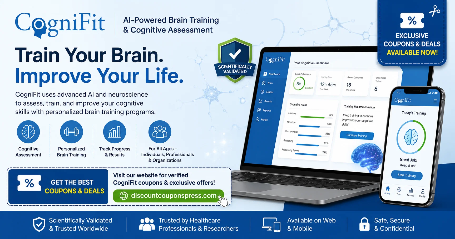 CogniFit AI brain training platform dashboard
