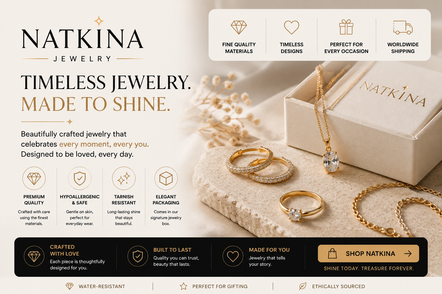 Natkina Swiss luxury jewellery collection featuring engagement rings, elegant necklaces, earrings, bracelets, tennis jewellery, and premium diamond alternative designs crafted with exceptional Swiss-quality craftsmanship.