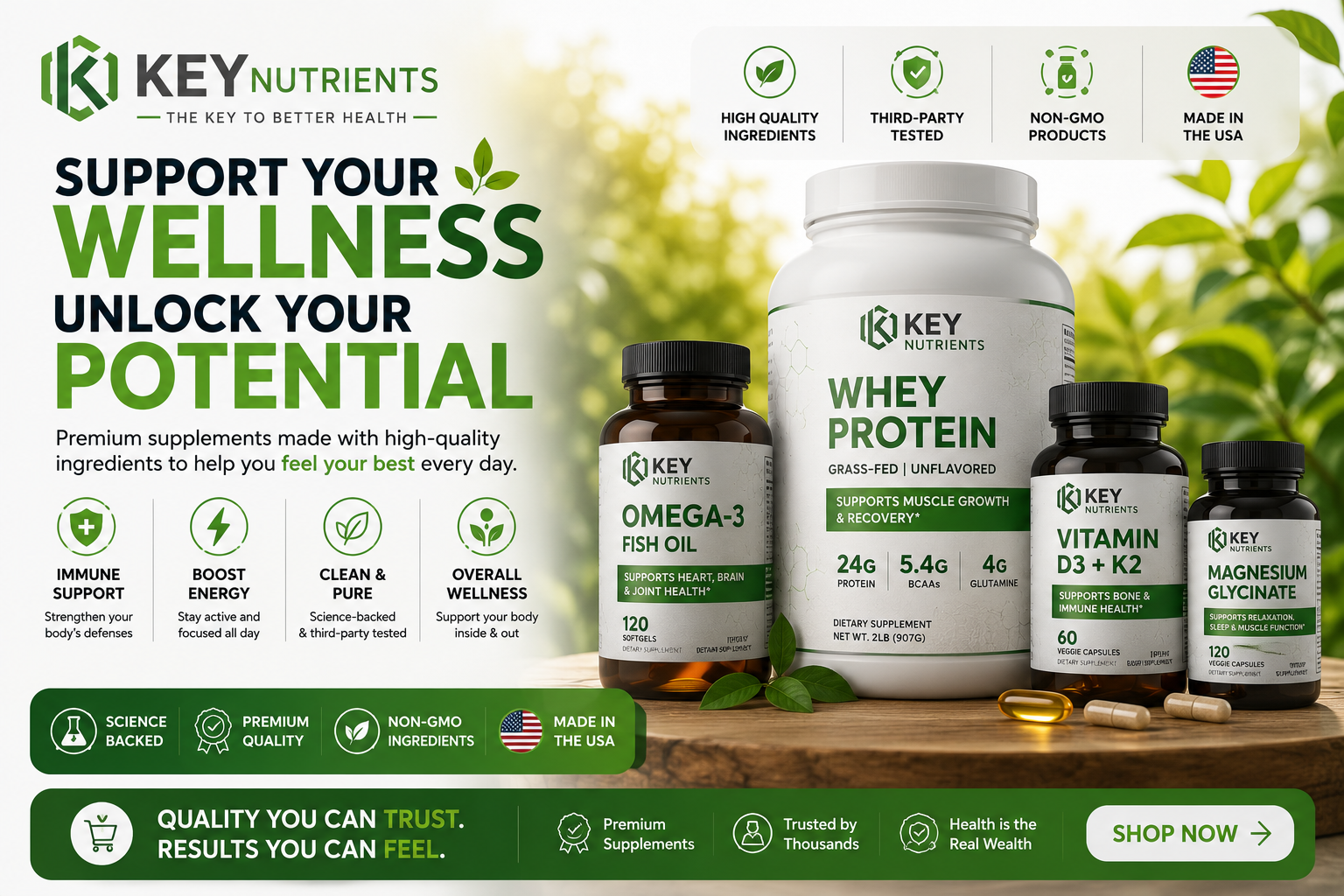 Key Nutrients wellness supplements featuring electrolyte powders, hydration drink mixes, collagen peptides, keto supplements, greens powders, and premium health products for everyday hydration and nutrition.