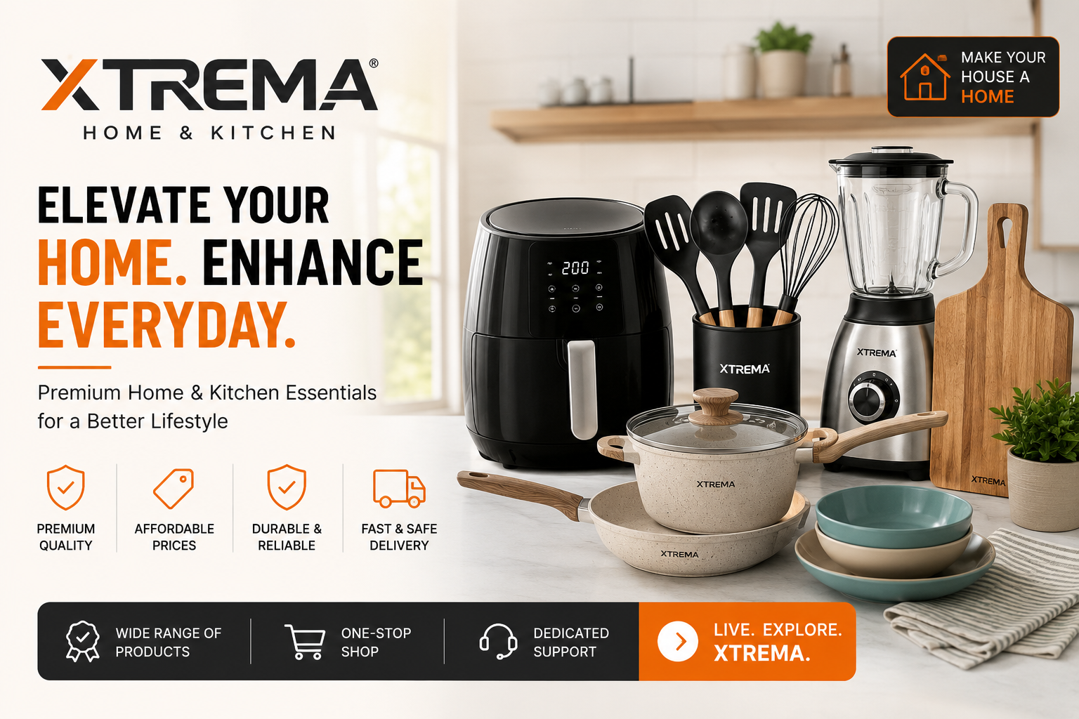 Xtrema 100% ceramic cookware set featuring non-toxic pots and pans for healthy cooking in a modern kitchen.