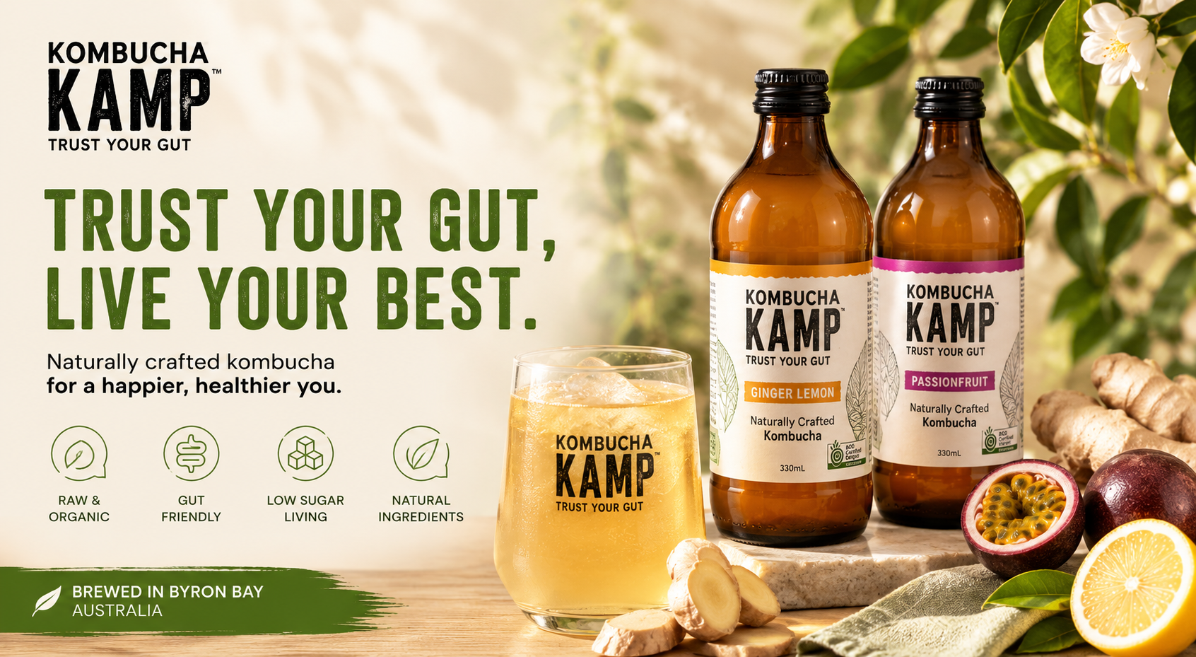 Kombucha Kamp home brewing supplies featuring premium SCOBY cultures, kombucha brewing kits, organic tea blends, fermentation accessories, and expert brewing resources.