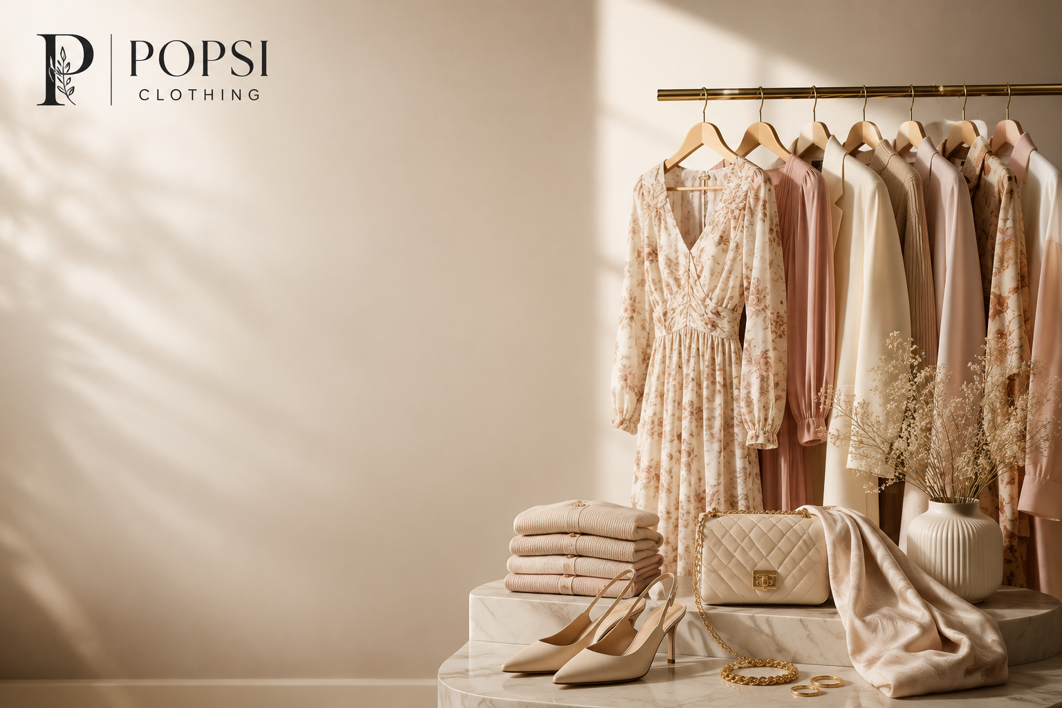Popsy Clothing collection featuring colourful women's dresses, jumpsuits, knitwear, handbags, accessories, and stylish UK fashion with unique prints and flattering fits.