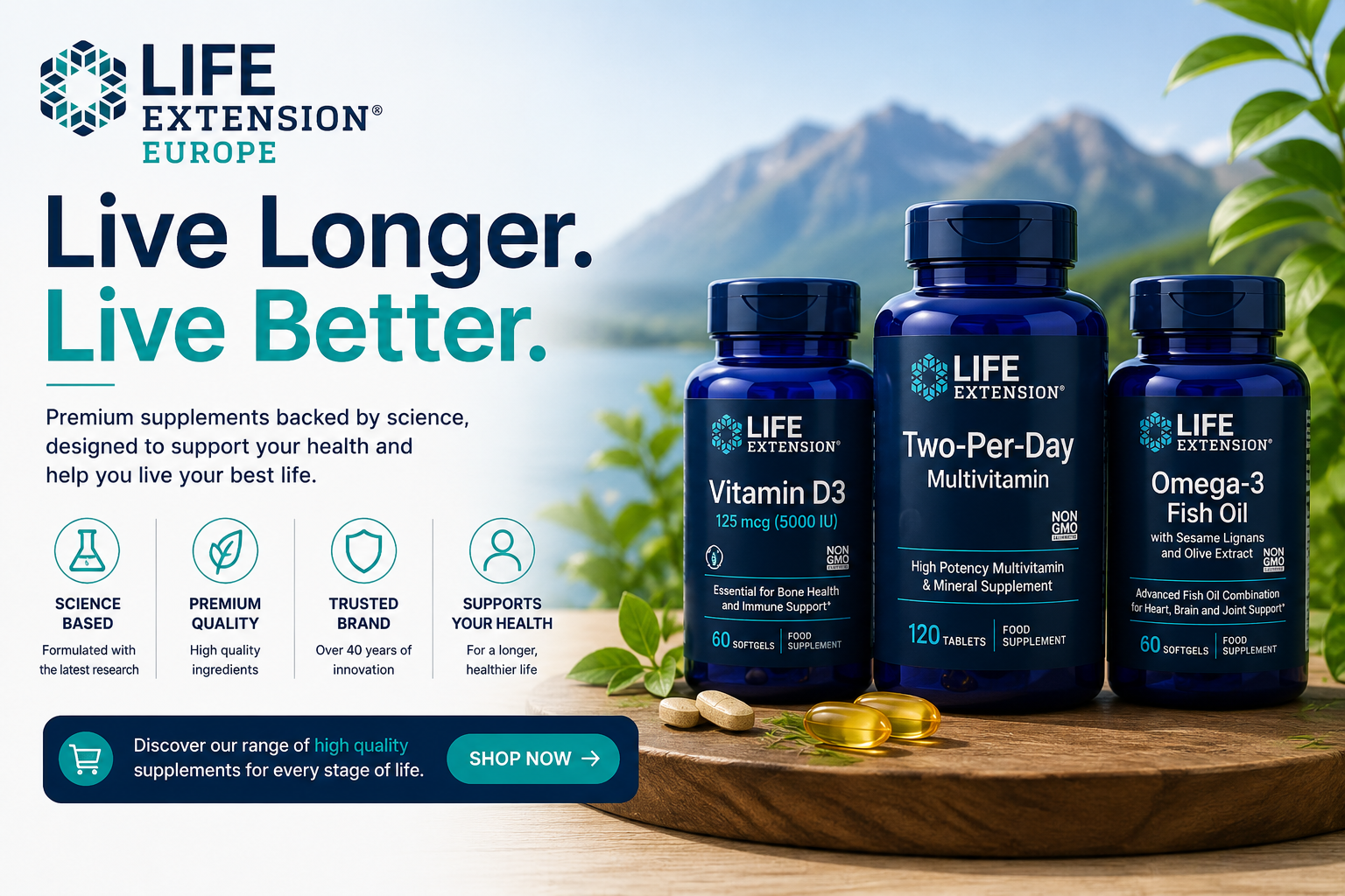 Life Extension Europe premium vitamins and nutritional supplements featuring science-backed wellness formulas, healthy aging products, immune support, minerals, and daily health essentials.