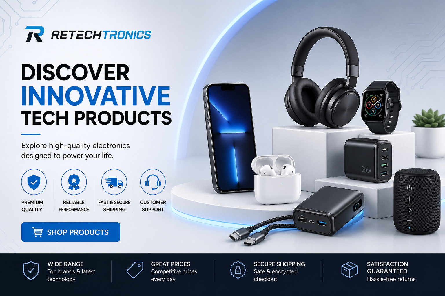 Retechtronics collection featuring interactive smart boards, touch displays, refurbished projectors, classroom presentation systems, and educational technology solutions.