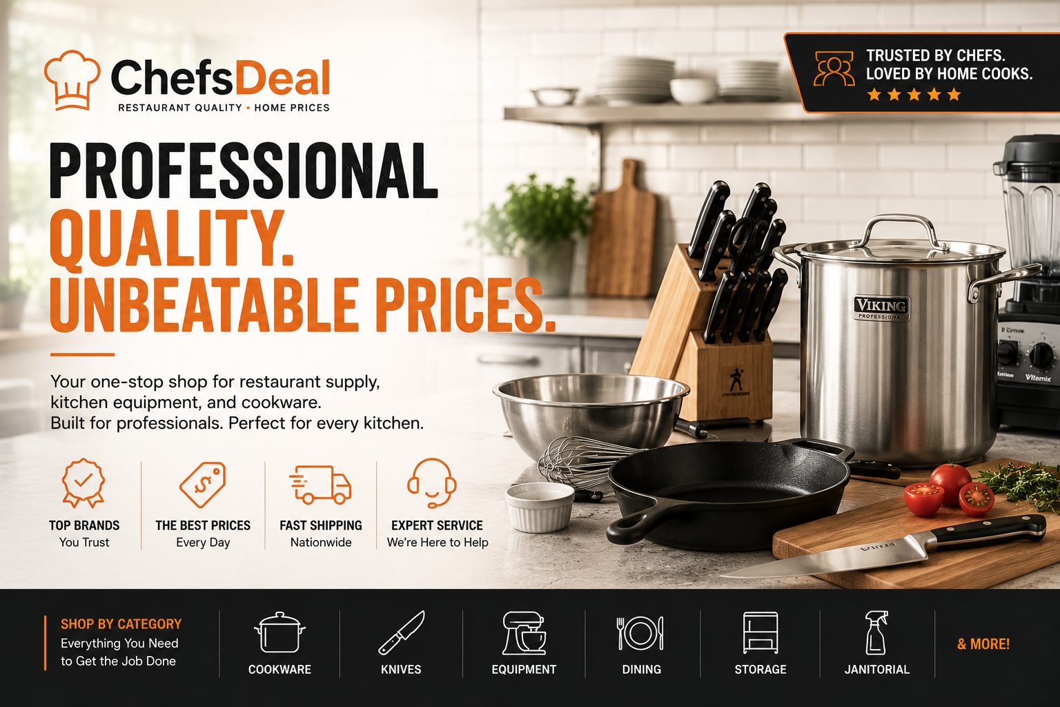 Chef's Deal commercial kitchen equipment featuring restaurant appliances, refrigeration units, cooking equipment, and foodservice supplies.
