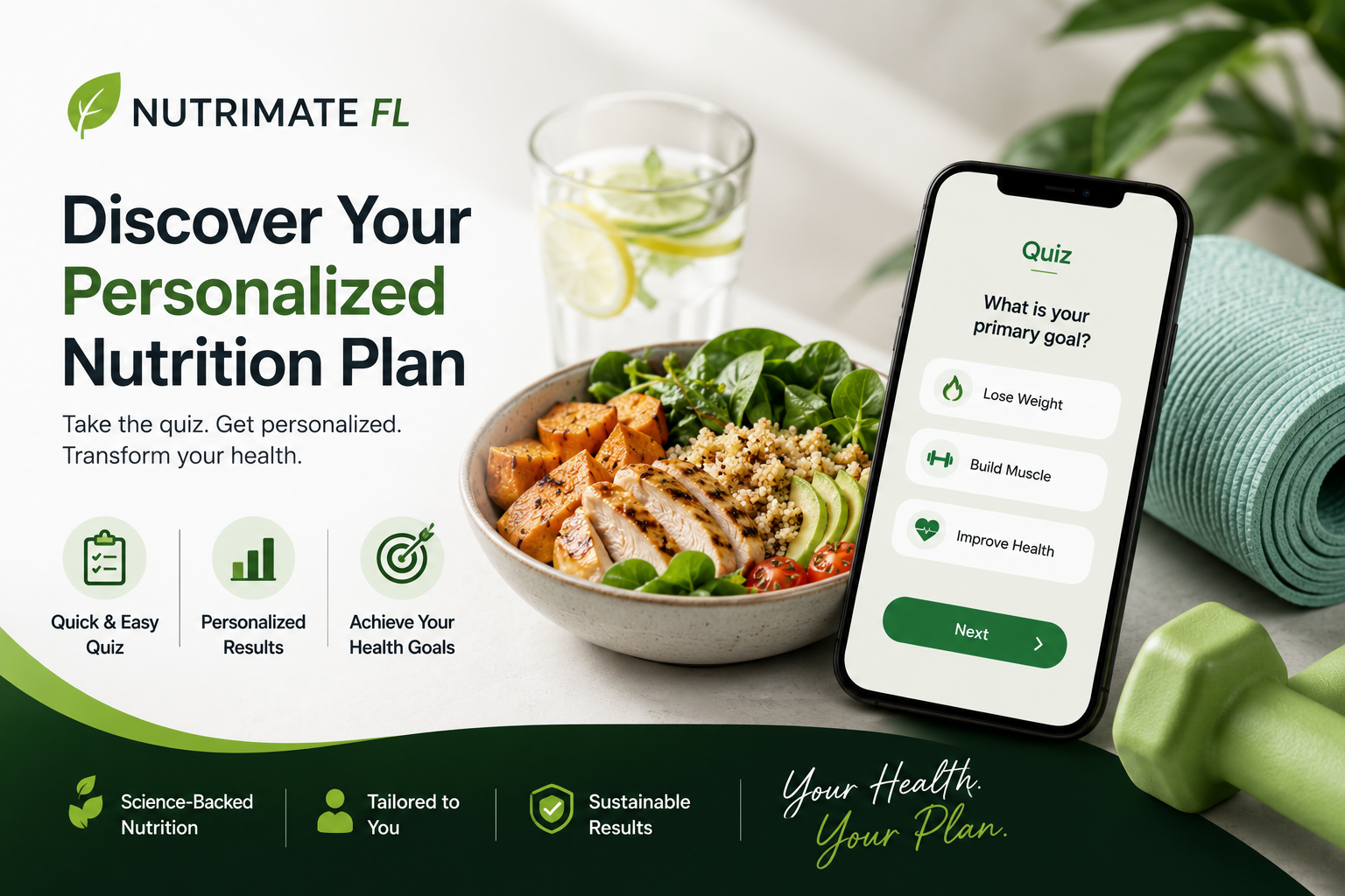 NutriMate personalized nutrition platform featuring meal plans, weight loss programs, intermittent fasting guidance, calorie tracking, wellness coaching, and digital health tools.