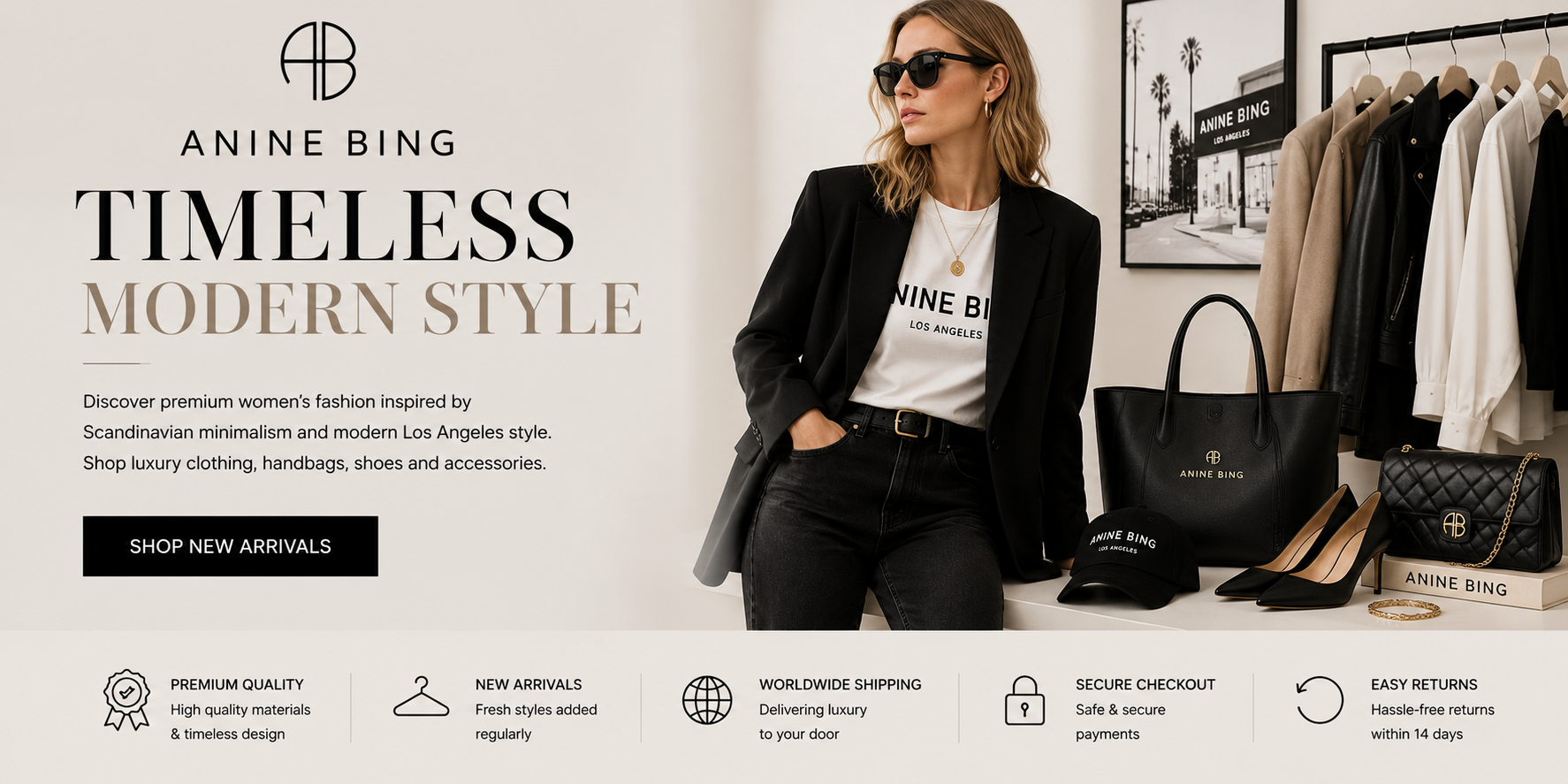 Embrace effortless, contemporary luxury with wardrobe essentials blending Scandinavian edge and classic LA style.