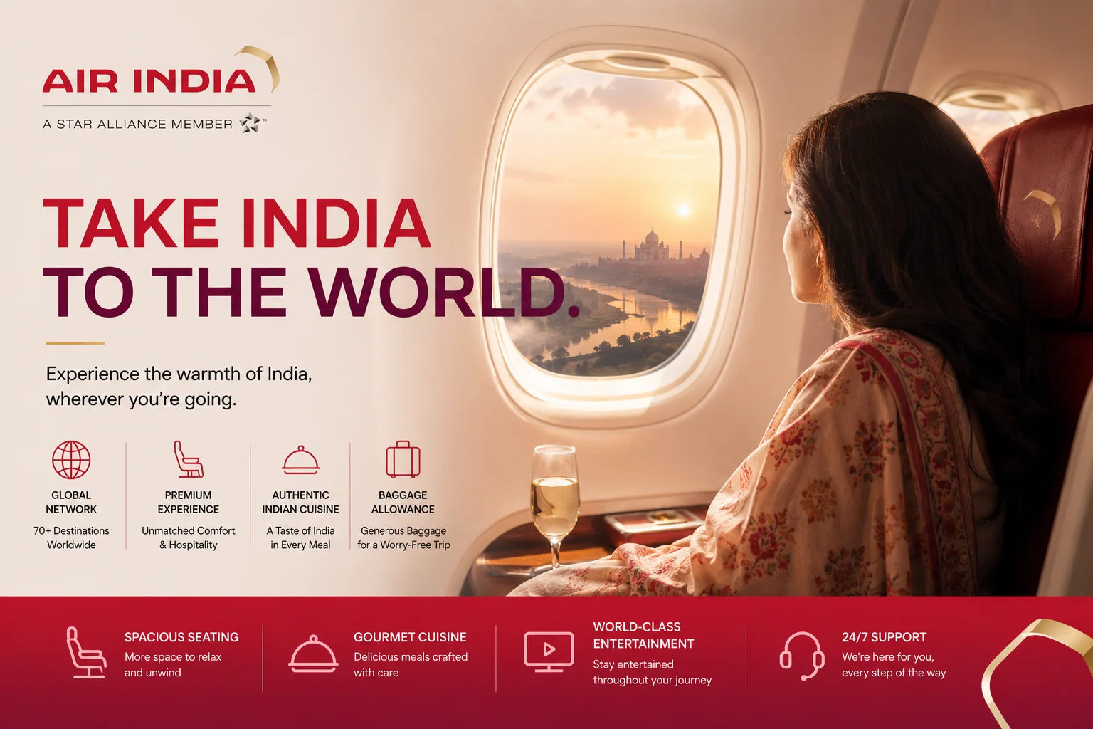 Air India passenger aircraft representing domestic and international flight services, airline travel, and global destinations.