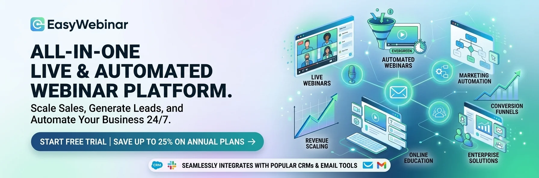 The all-in-one live and automated webinar platform built to generate leads and scale your business effortlessly.