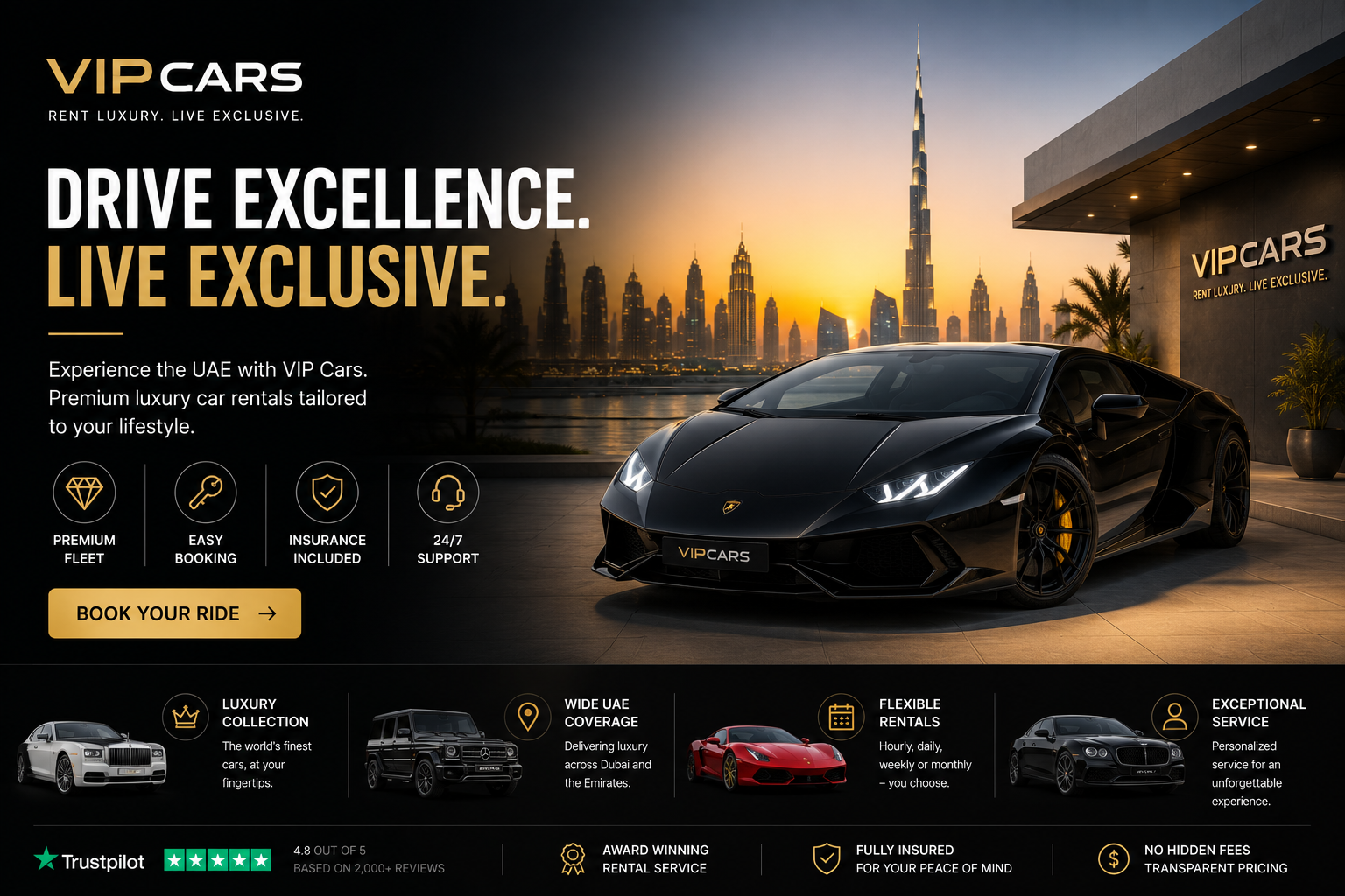 VIP Cars car rental booking platform displaying worldwide vehicle rental options, travel dates, and competitive rates from trusted suppliers.
